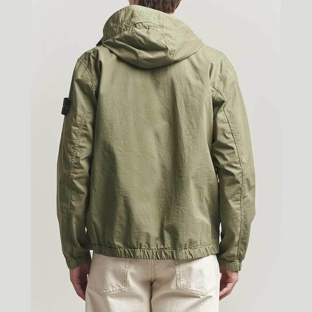 STONE ISLAND Hooded Stretch Cotton Windbreaker Jacket Military Khaki