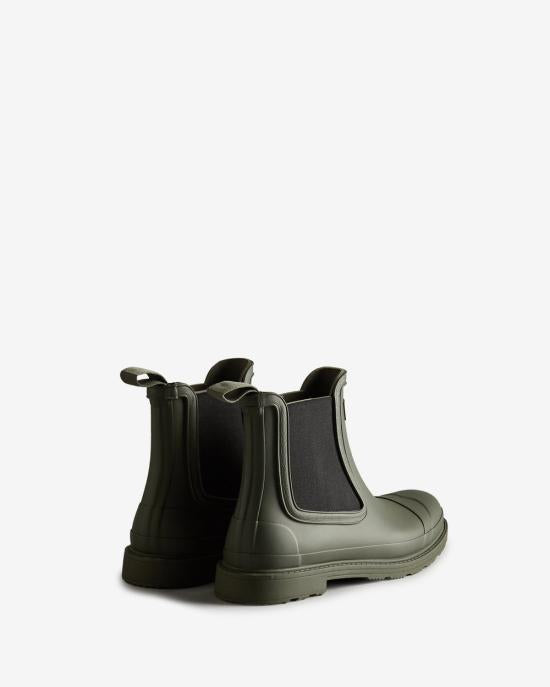 HUNTER Dark Olive Rubber Rain Boots for Men MFS9016 RMADOV