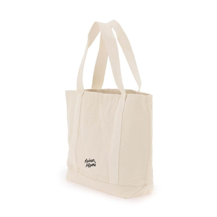 Maison Kitsune Fox Head Ecru Canvas Unisex Tote Bag