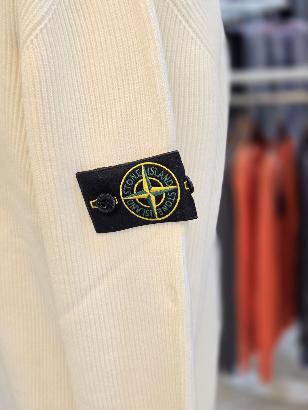 STONE ISLAND Soft Organic Cotton White Men’s Sweater Knit Top