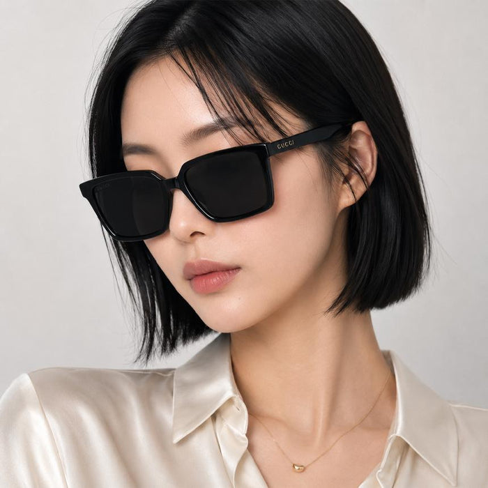 GUCCI Black Square Acetate Unisex Logo Sunglasses GG1540S