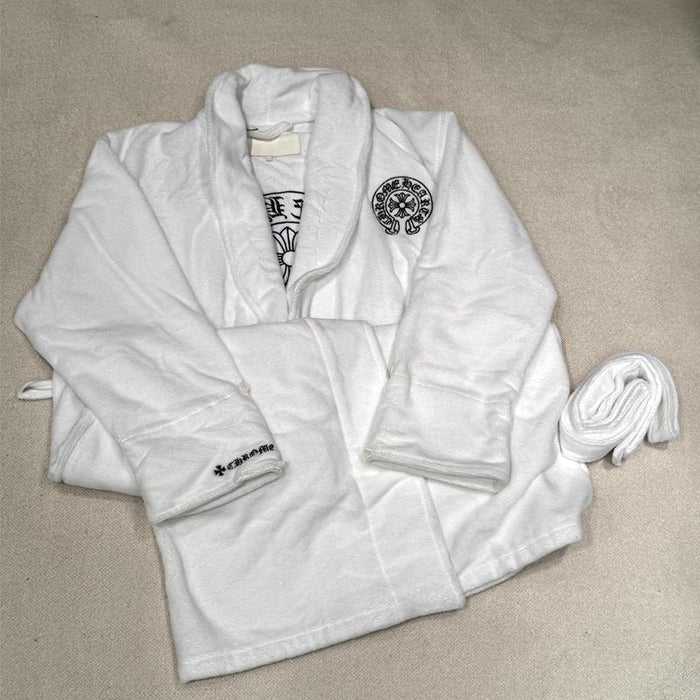 Chrome Hearts Embroidered Horseshoe Logo Terry Bath Robe Shower Gown