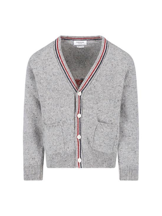 THOM BROWNE Light Grey Donegal Intarsia Hector Patchwork Cardigan