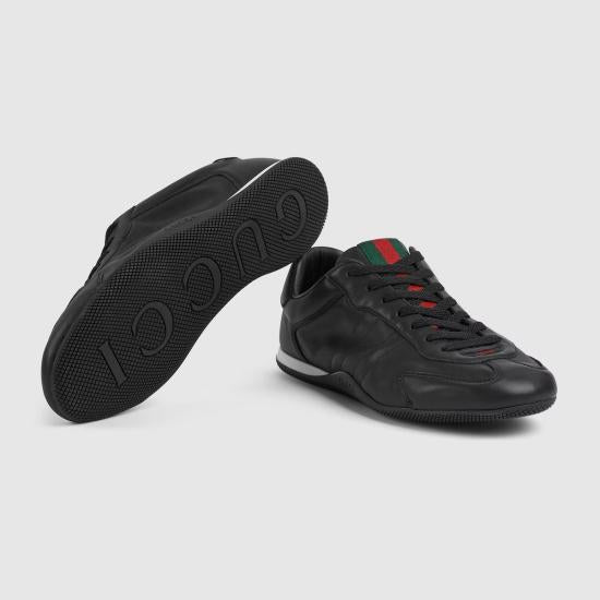 GUCCI Black Leather Low-Top Sneakers 857018 AAFUH 1086