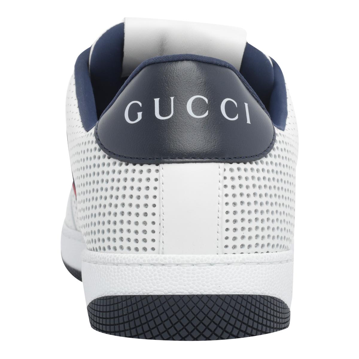 GUCCI White Leather Low-Top Sneakers
