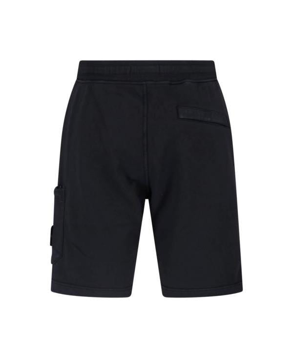 STONE ISLAND Cotton Fleece Cargo Pocket Shorts Black