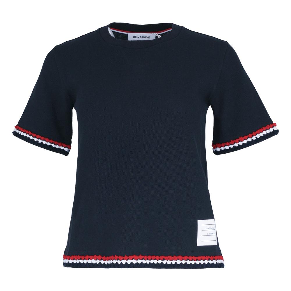 THOM BROWNE Women’s A-Line Short Sleeve T-Shirt Navy