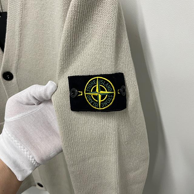 STONE ISLAND Logo Geelong Wool V-Neck Cardigan Unisex Navy