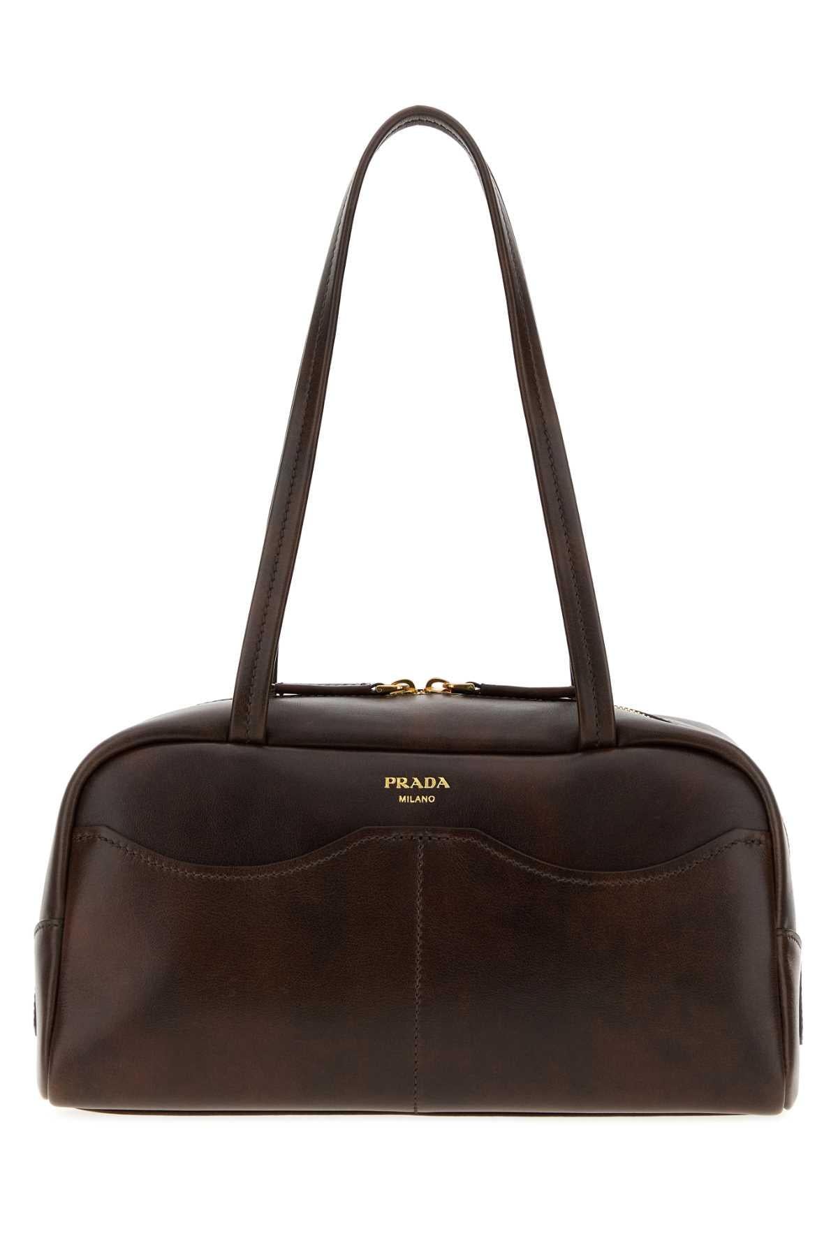 PRADA Brown Leather Shoulder Bag