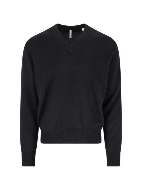 SUNFLOWER Black Round Neck Knit Sweater for Men