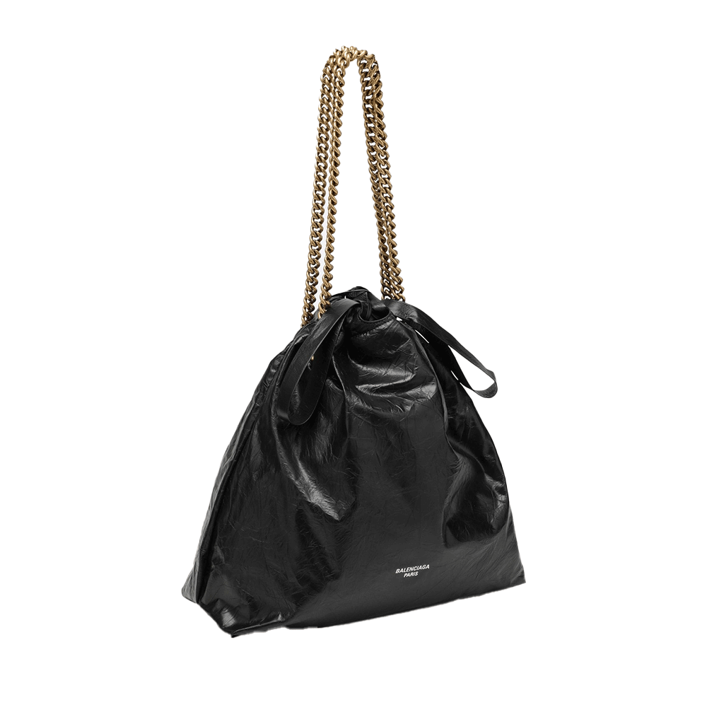 BALENCIAGA Canvas Crush Medium Tote Bag Black Unisex