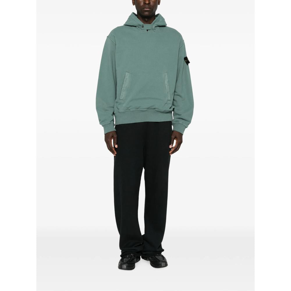 STONE ISLAND Cotton Fleece Pullover Hoodie Men's Navy