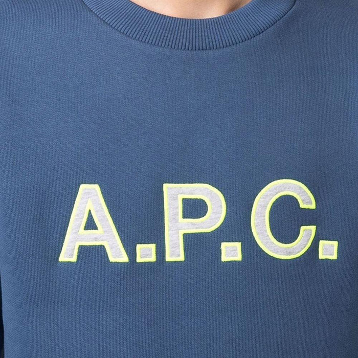 A.P.C. HUGUES Logo Fleece Sweatshirt Marine Navy