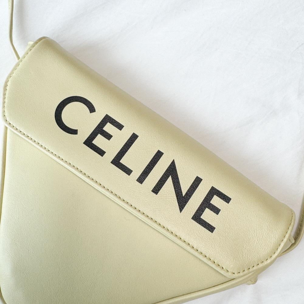 CELINE Printed Triangle Crossbody Bag Pale Yellow 195903DCS
