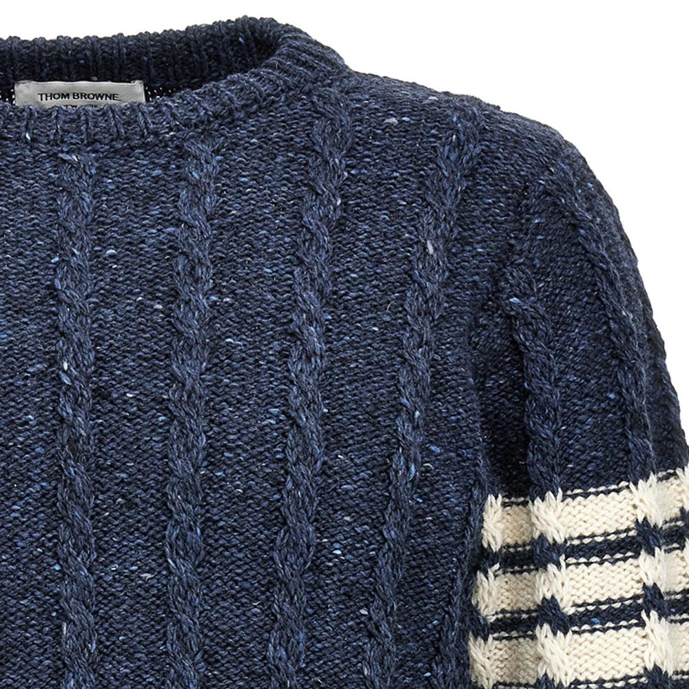 THOM BROWNE Twist Cable Knit Crewneck Sweater MKA469B Y1506 424