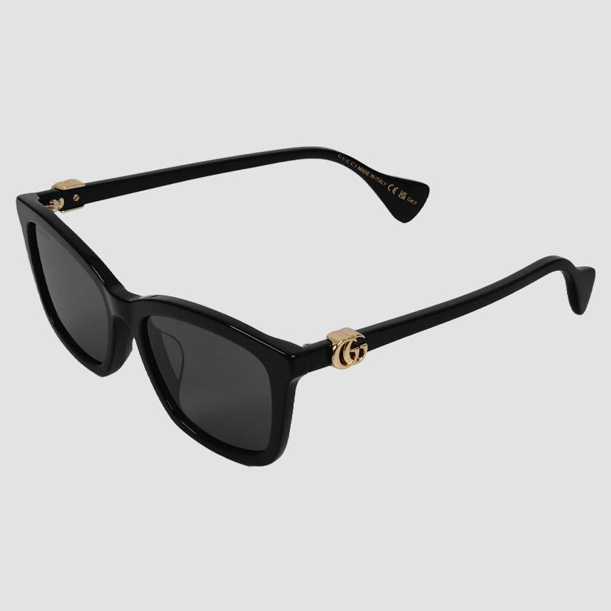 GUCCI Black Square Sunglasses Asian Fit Unisex GG Logo