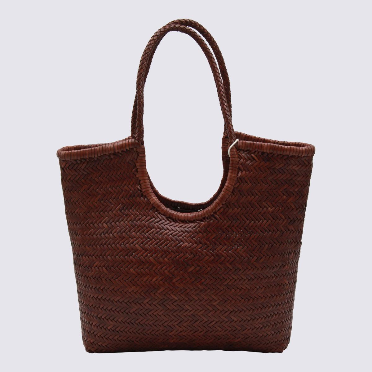 Dragon Diffusion Brown Woven Leather Tote Bag