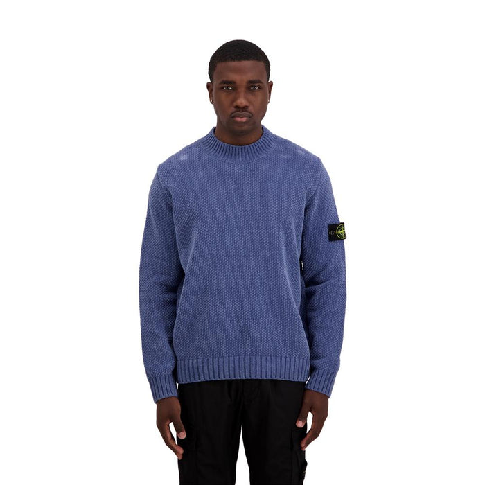 STONE ISLAND Men’s Mock Neck Knit Sweater Blue Cotton