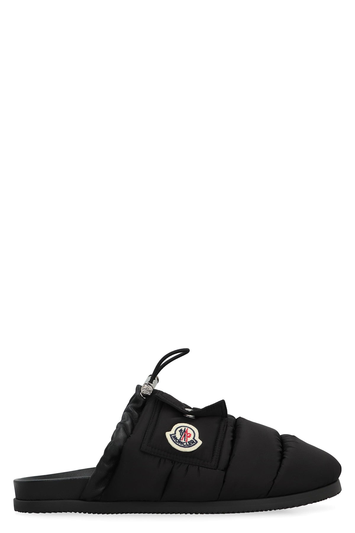 Moncler Black Leather Slide Sandals