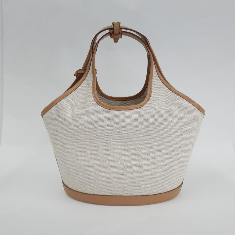PRADA Sand Canvas Tote Handbag Shopper Bag 1BG471 2DLI F0018