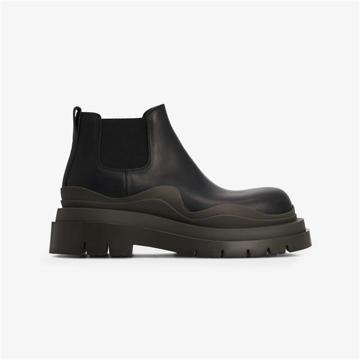 Bottega Veneta Tire Ankle Chelsea Boots Men Black Leather