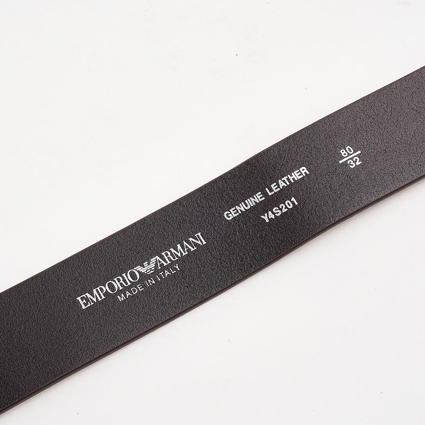 Emporio Armani Men’s Leather Belt with Logo Buckle Black