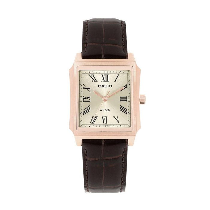 Casio Analog Square Vintage Retro Leather Watch for Men MTP B190RGL 9BVDF