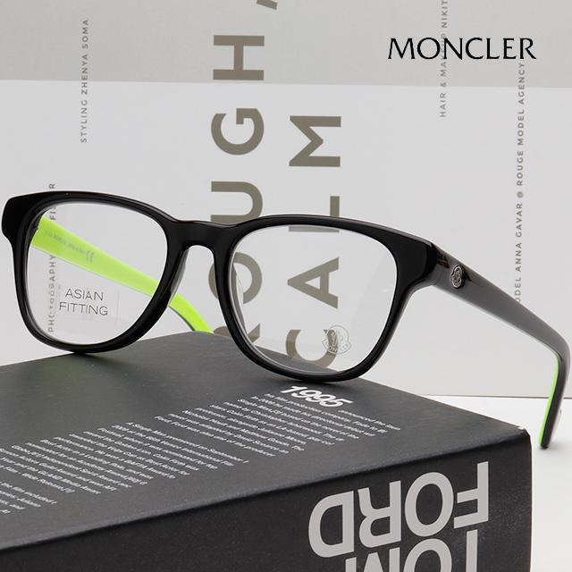 Moncler Black Acetate Square Eyeglass Frames Asian Fit ML5065F 001