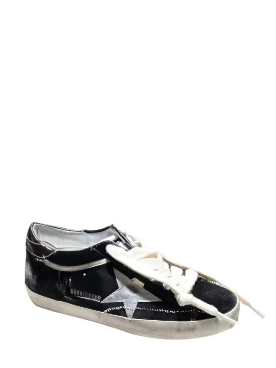 GOLDEN GOOSE Dark Grey Silver Leather Low-Top Sneakers GWF 01002