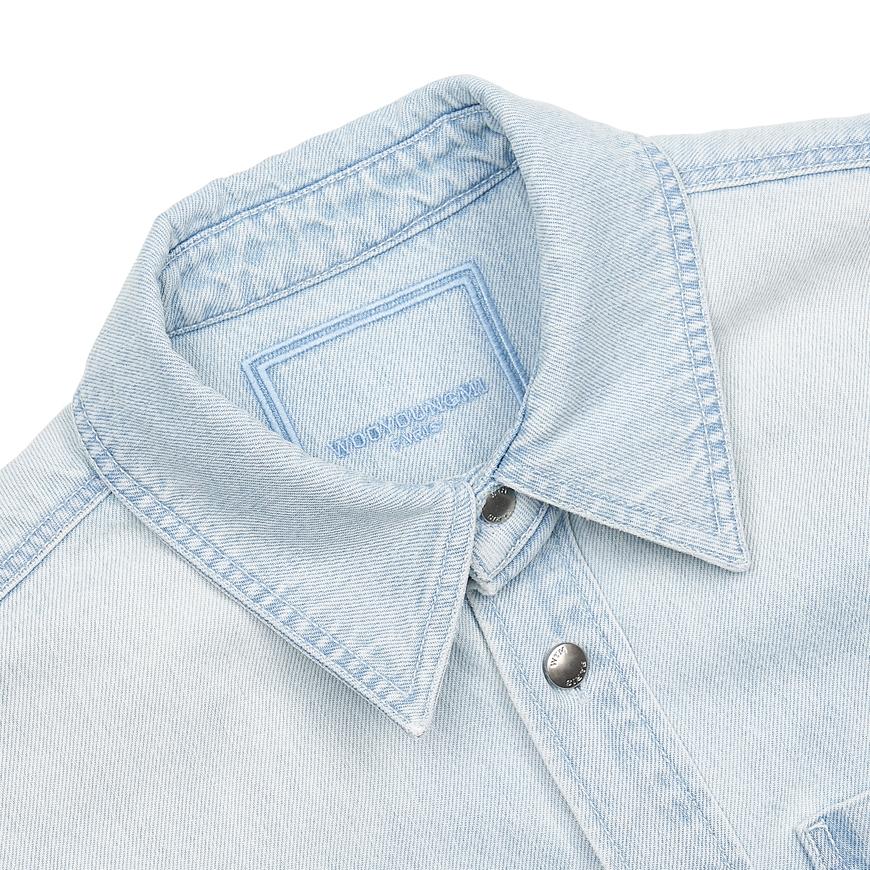 WOOYOUNGMI Men’s Flower Logo Denim Long-Sleeve Shirt