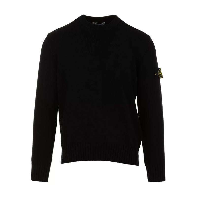 STONE ISLAND Winter Cotton Crewneck Knit Sweater Navy