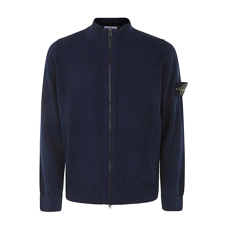 STONE ISLAND Organic Cotton Zip-Up Cardigan Black Men’s Knit