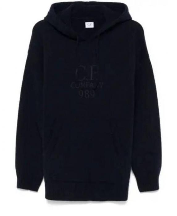 CP Company Lambswool Knit Hoodie Sweater Black Men