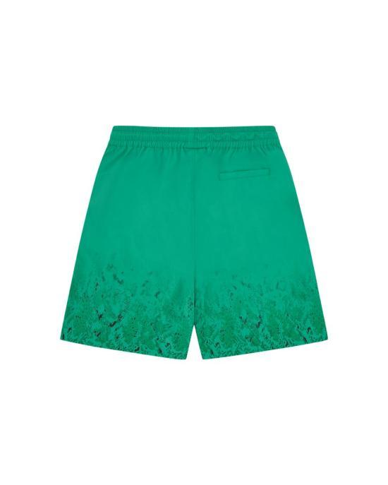 ICECREAM Green Cotton Casual Shorts for Men