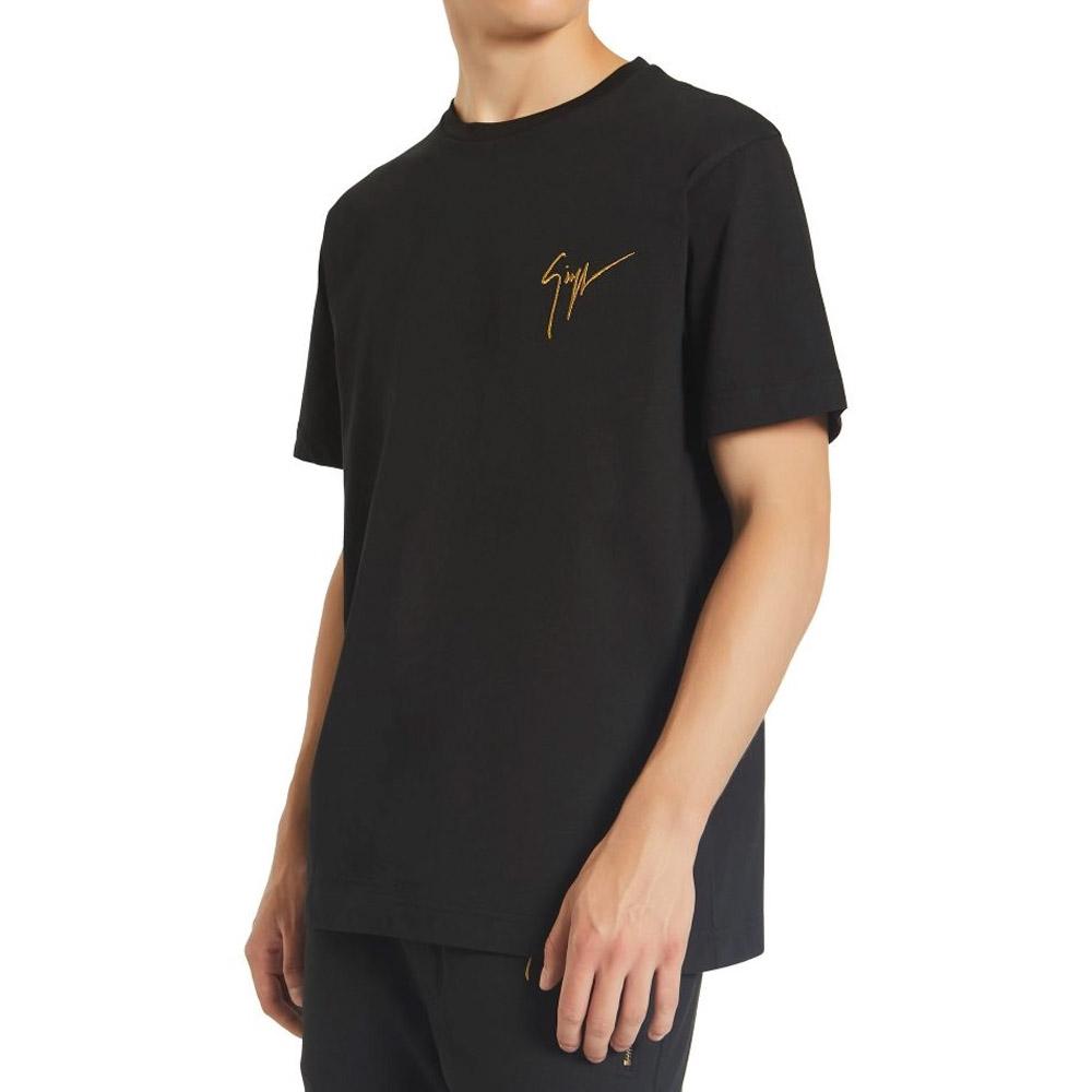 Giuseppe Zanotti Logo Embroidered Short Sleeve T-Shirt Black