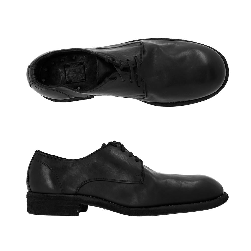 GUIDI Black Horse Full Grain Leather European Fit Derby Loafers