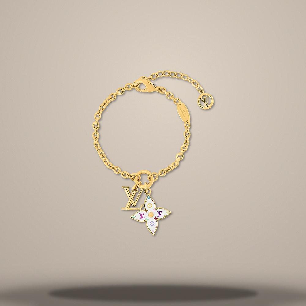 Louis Vuitton LV x TM Monogram Multicolor Gold-Tone Metal Bracelet Z3109E