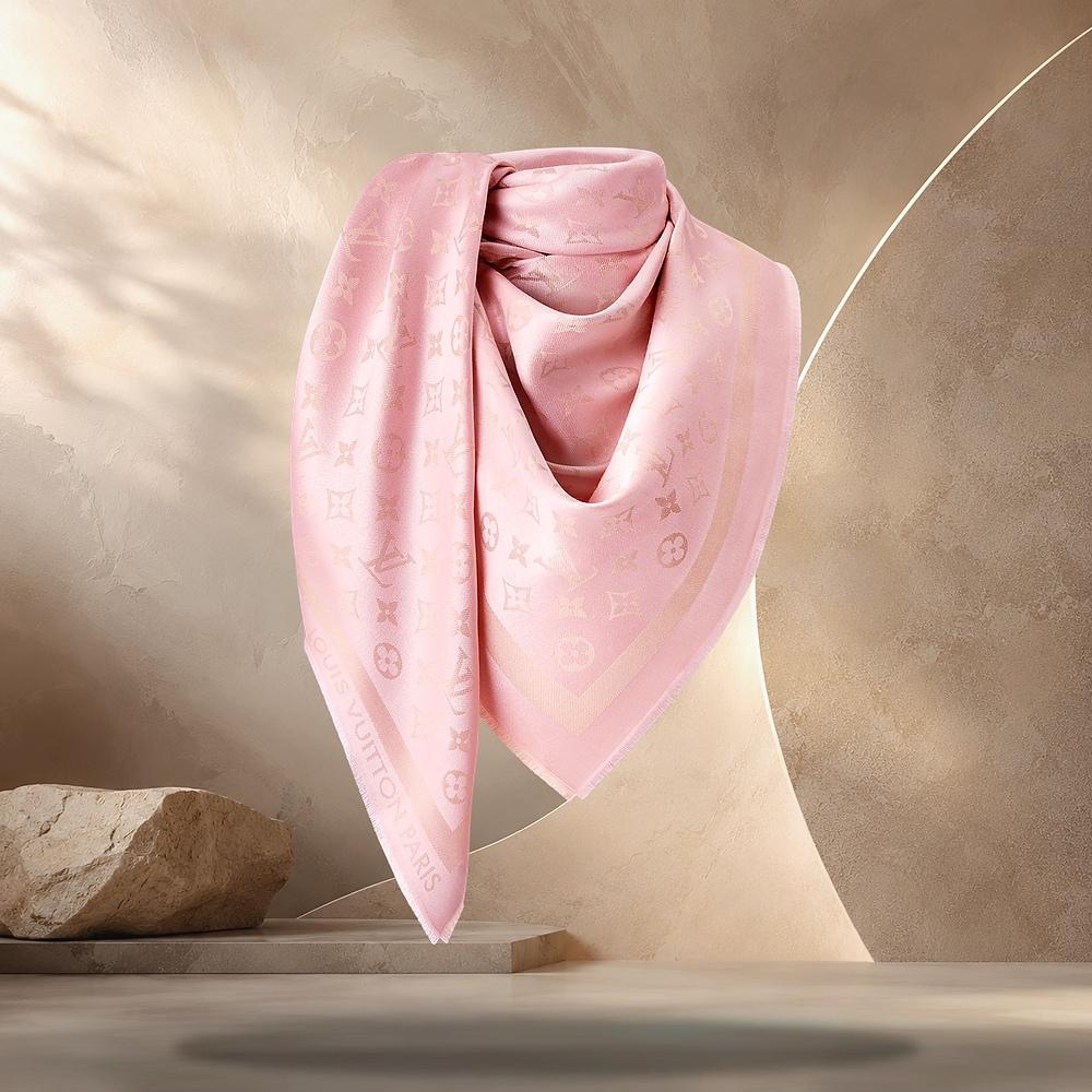 Louis Vuitton Monogram Shine Shawl Pink Scarf M98617