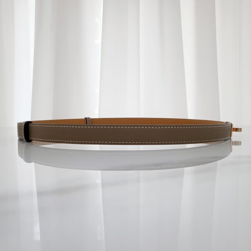 HERMES Kelly 18 Women’s Belt Etoupe Rose Gold Buckle
