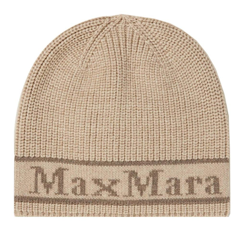 Max Mara Logo Wool Beanie Brown