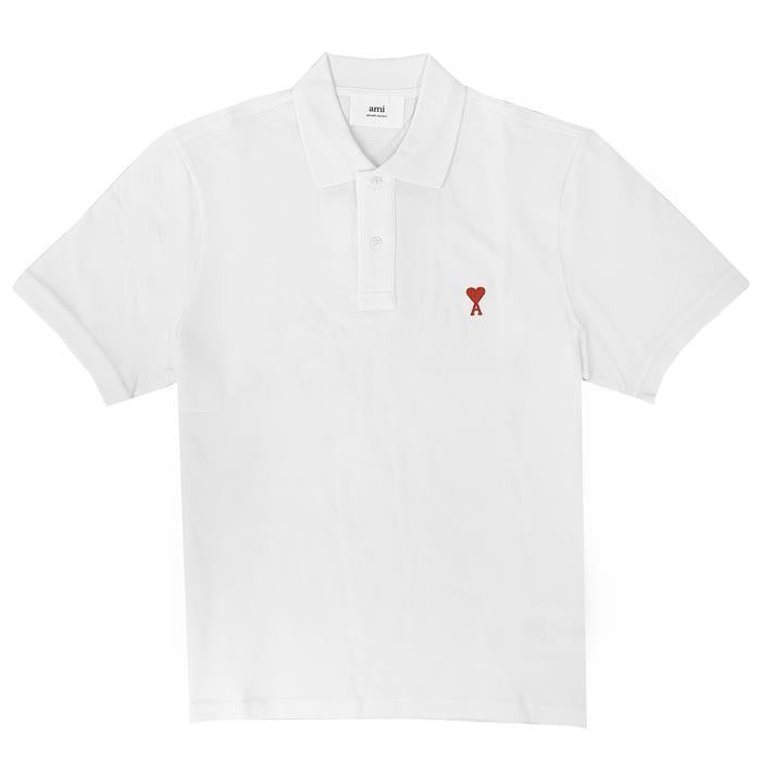 AMI Men's Heart Logo Embroidered Pique Short Sleeve Polo Shirt BFHPL001     PK