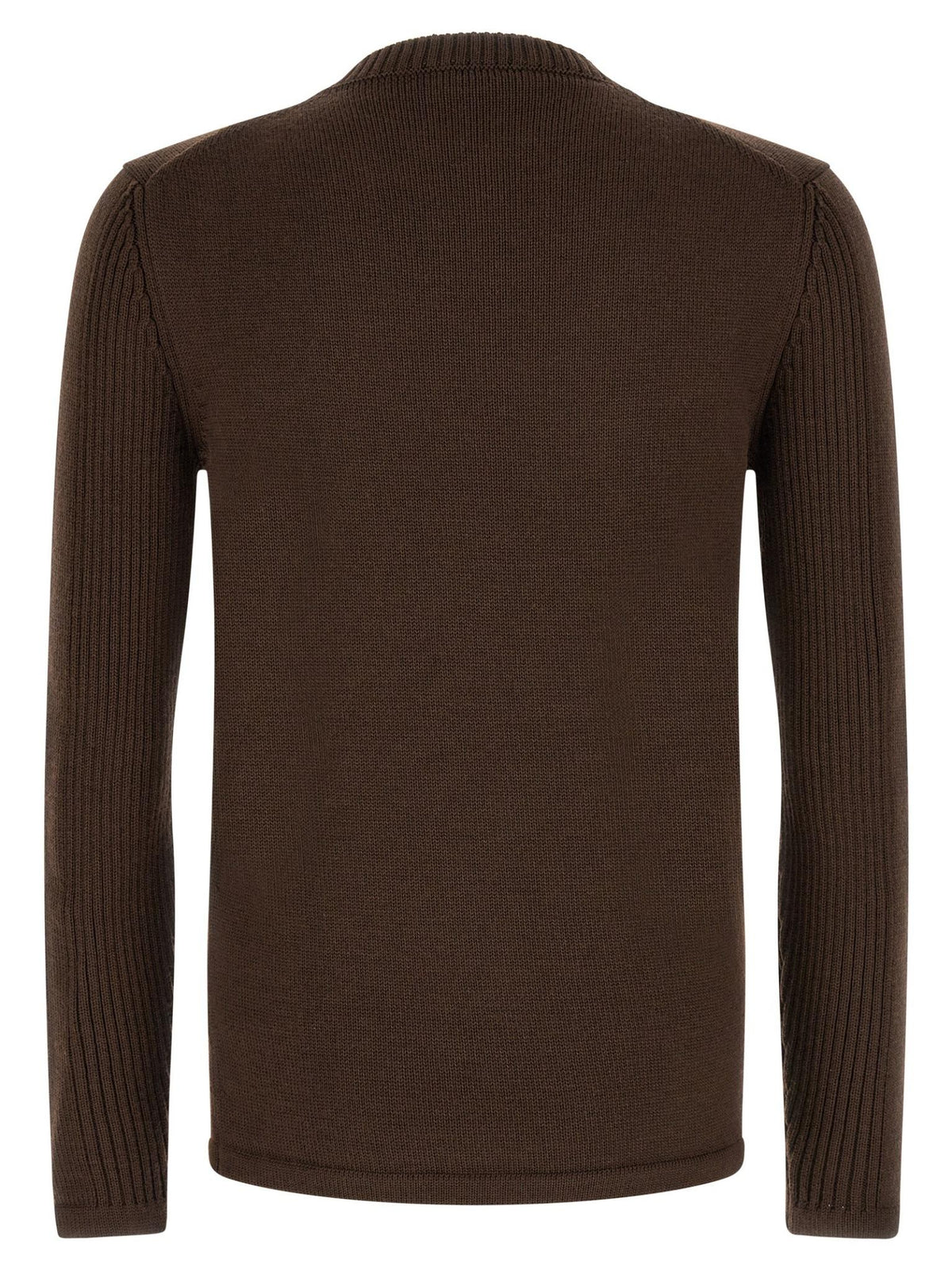 PRADA Black Wool Round Neck Knit Sweater for Men