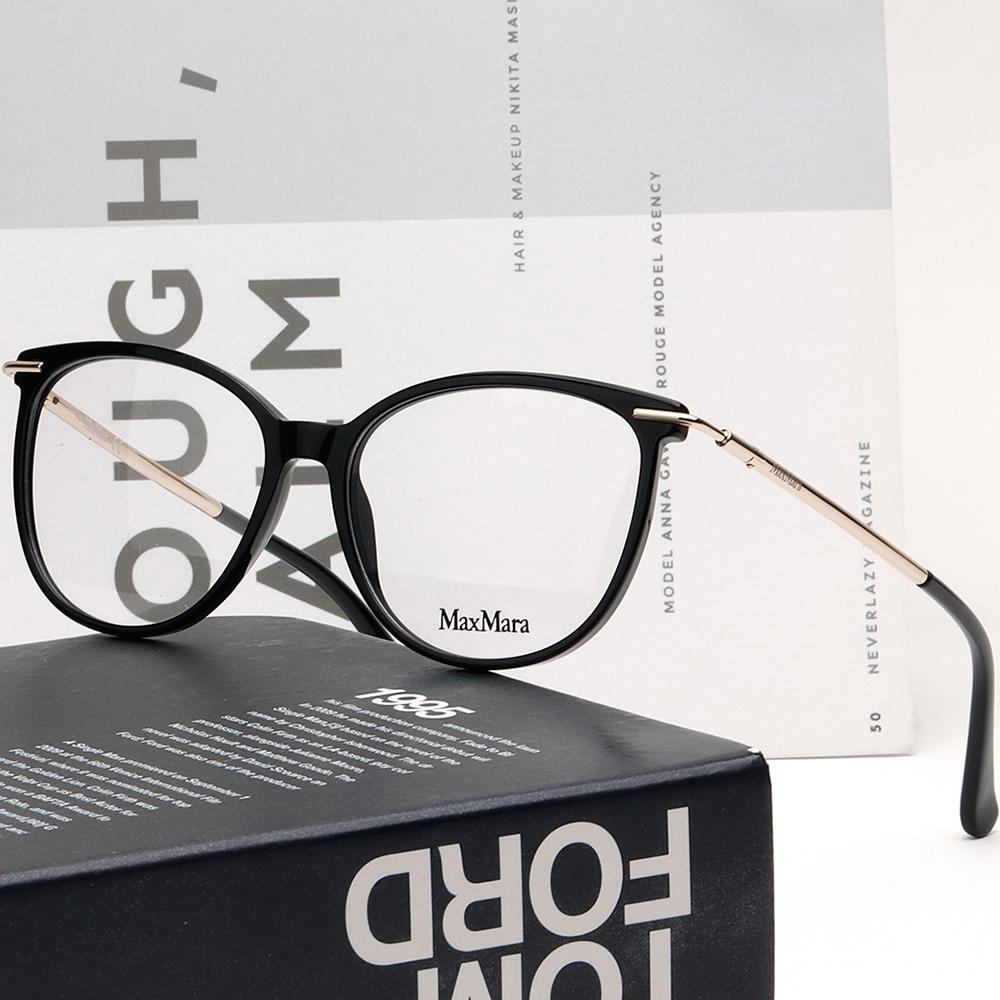 Max Mara Round Black Acetate Unisex Eyeglass Frames MM5050 001