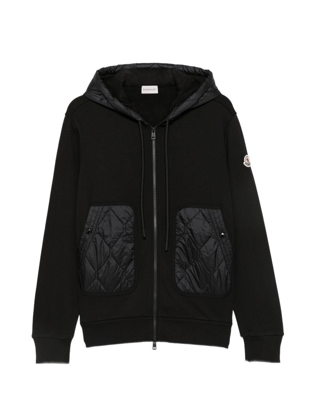 Moncler Black Cotton Zip Sweatshirt Jacket for Men