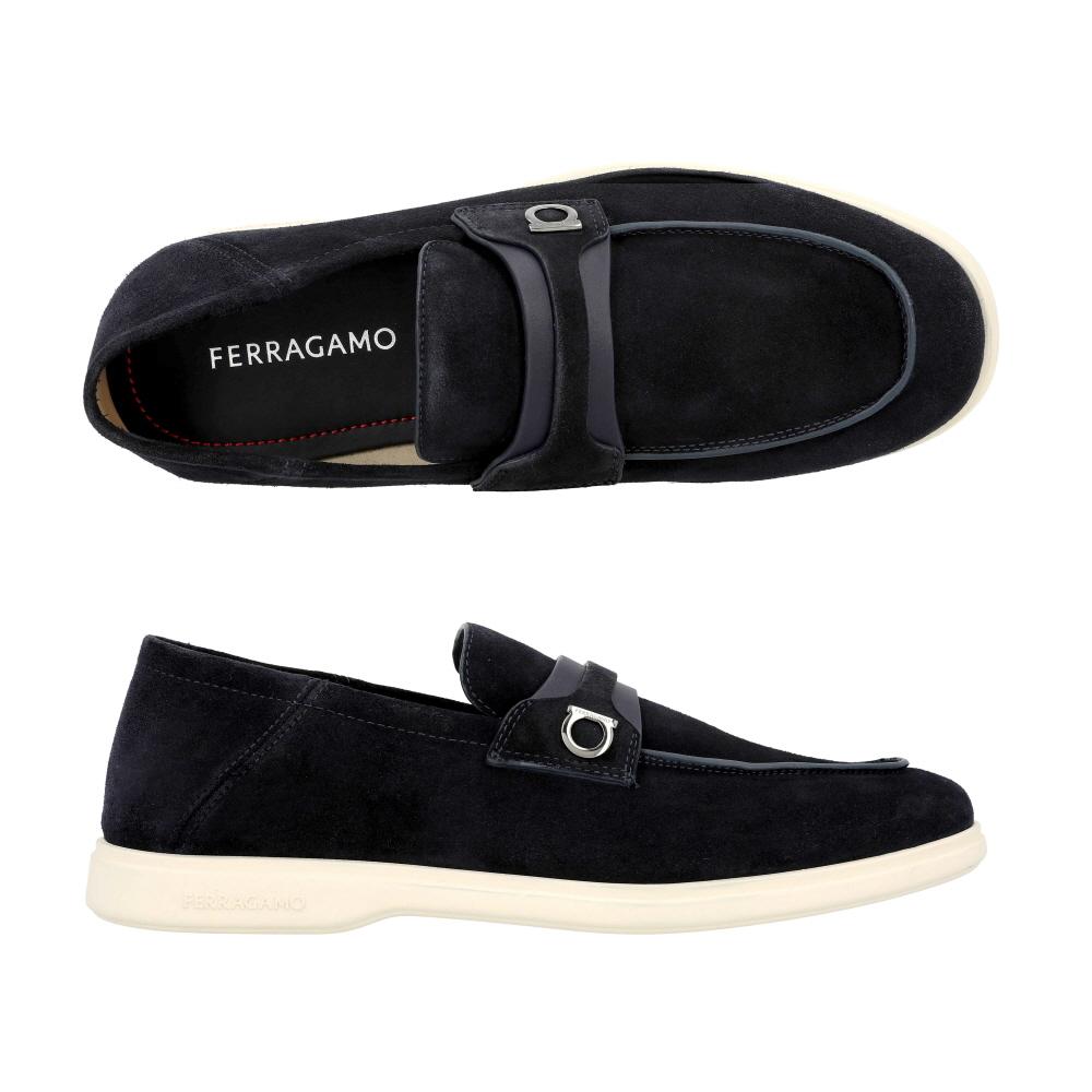 Ferragamo Gancini Ornament Deconstructed Leather Loafers for Men