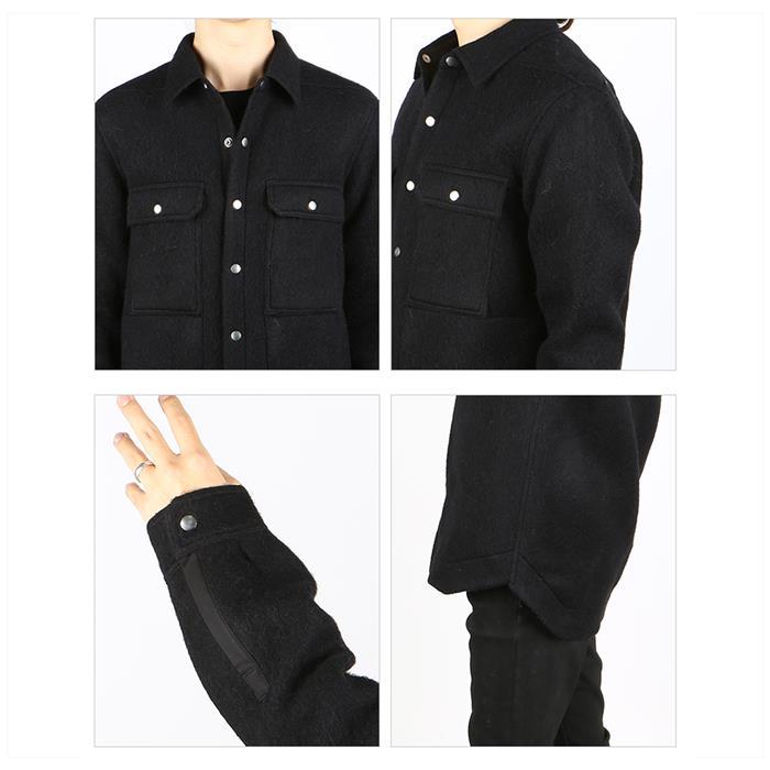 Rick Owens Long Sleeve Felt Overshirt Jacket Black Men’s