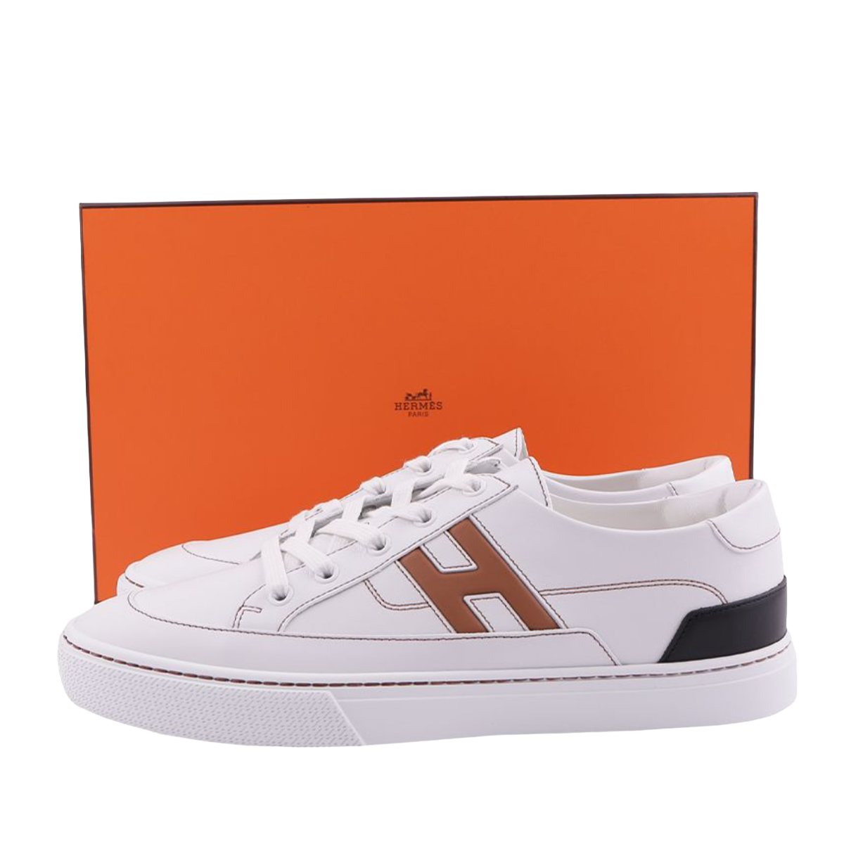 HERMES Deep Leather Low Top Sneakers White Unisex H251837ZHA3420