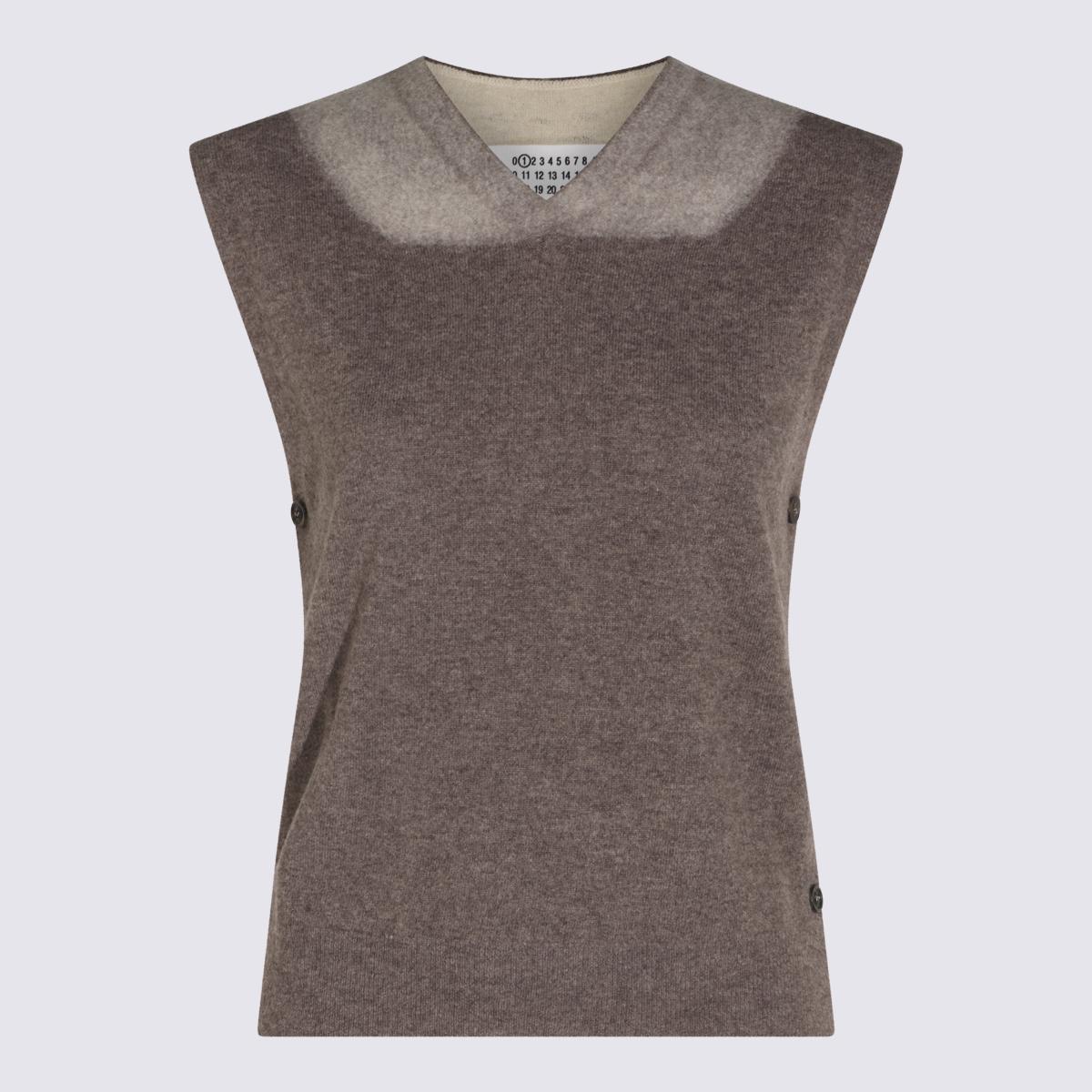Maison Margiela Wool Knit Vest Women’s Ivory Sleeveless Sweater