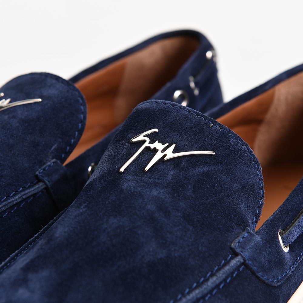 Giuseppe Zanotti Conley String Suede Slip-On Sneakers Blue