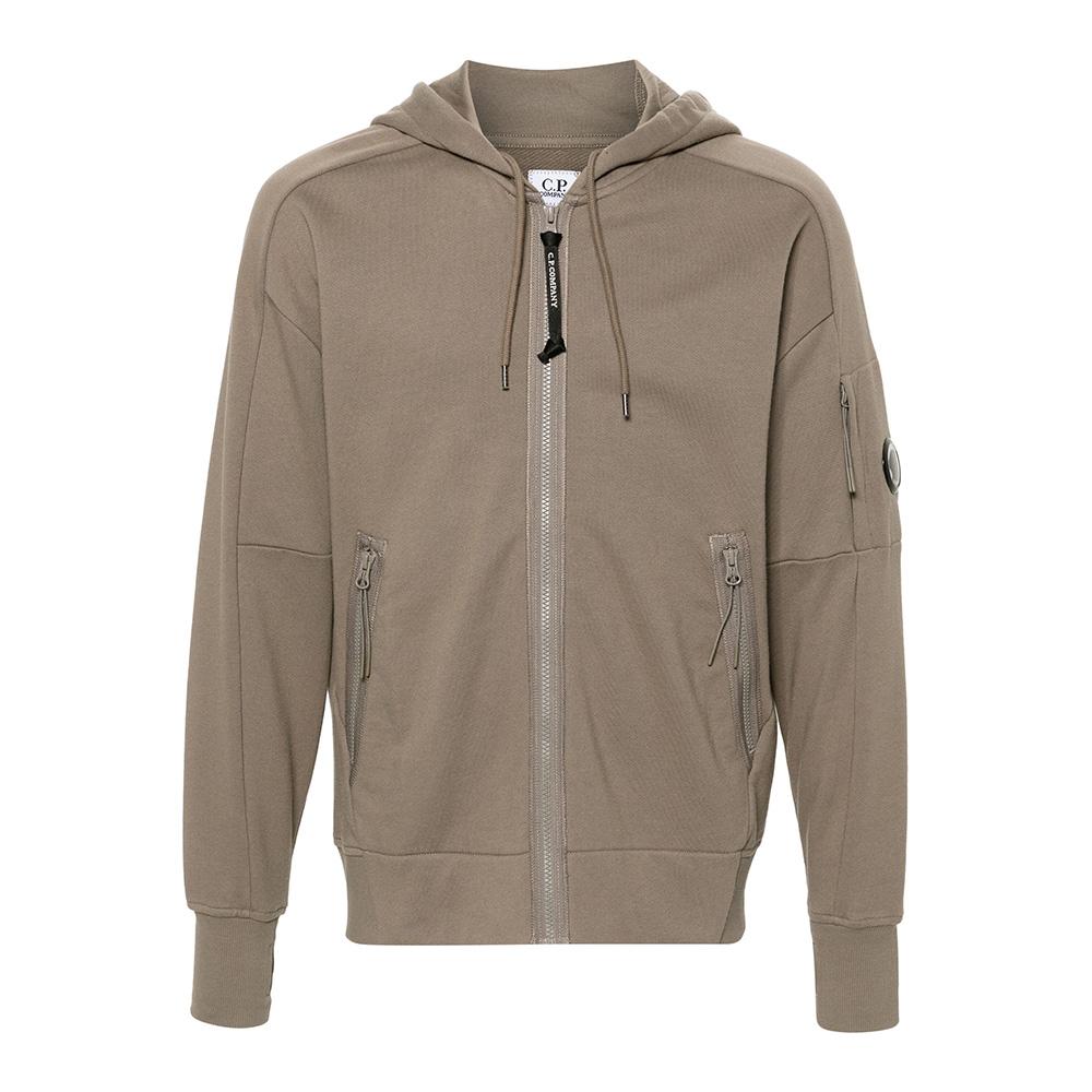 CP Company Lens Patch Hooded Zip Jacket Walnut